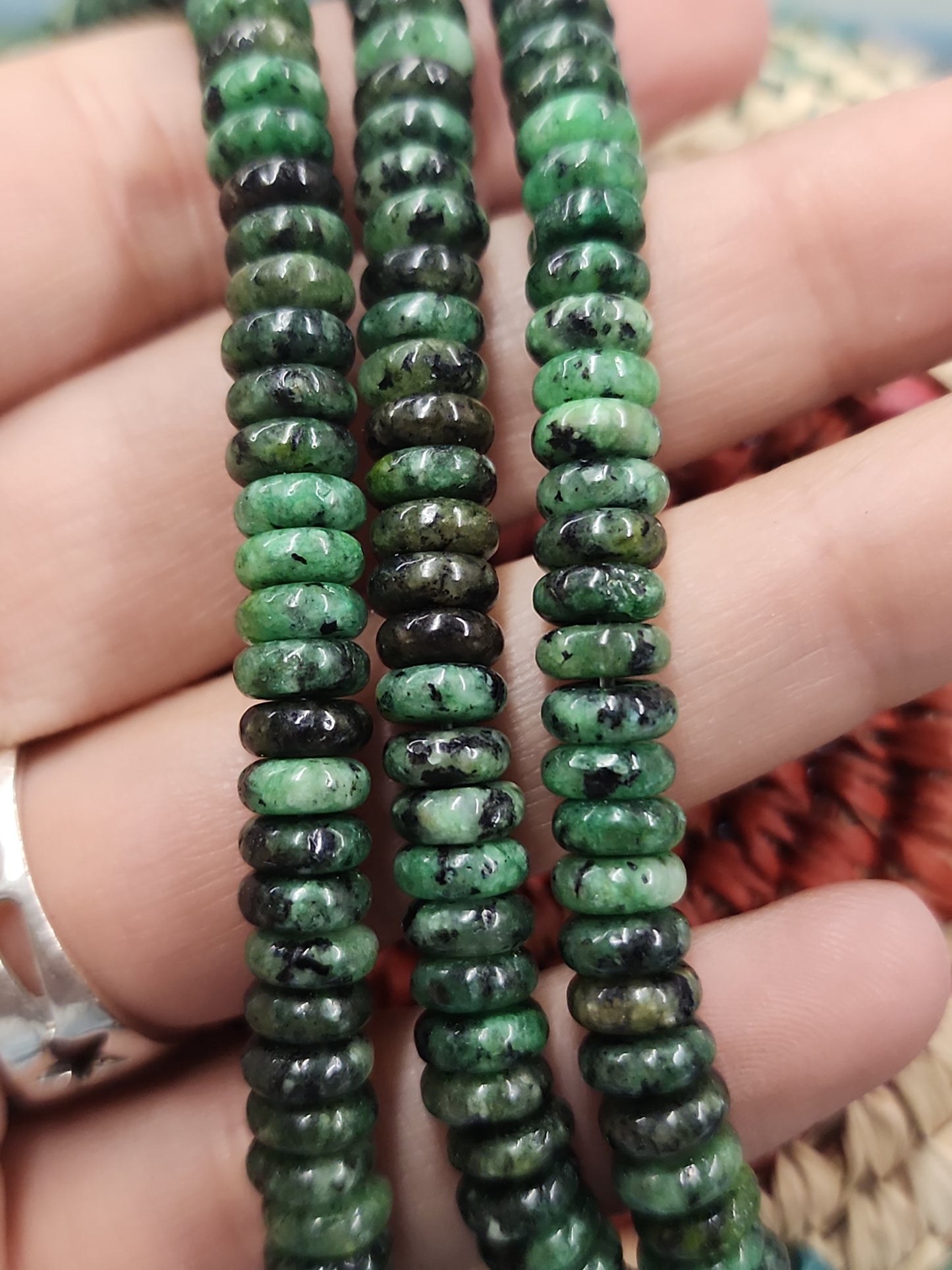 Ruby Zoisite Rondelle Beads