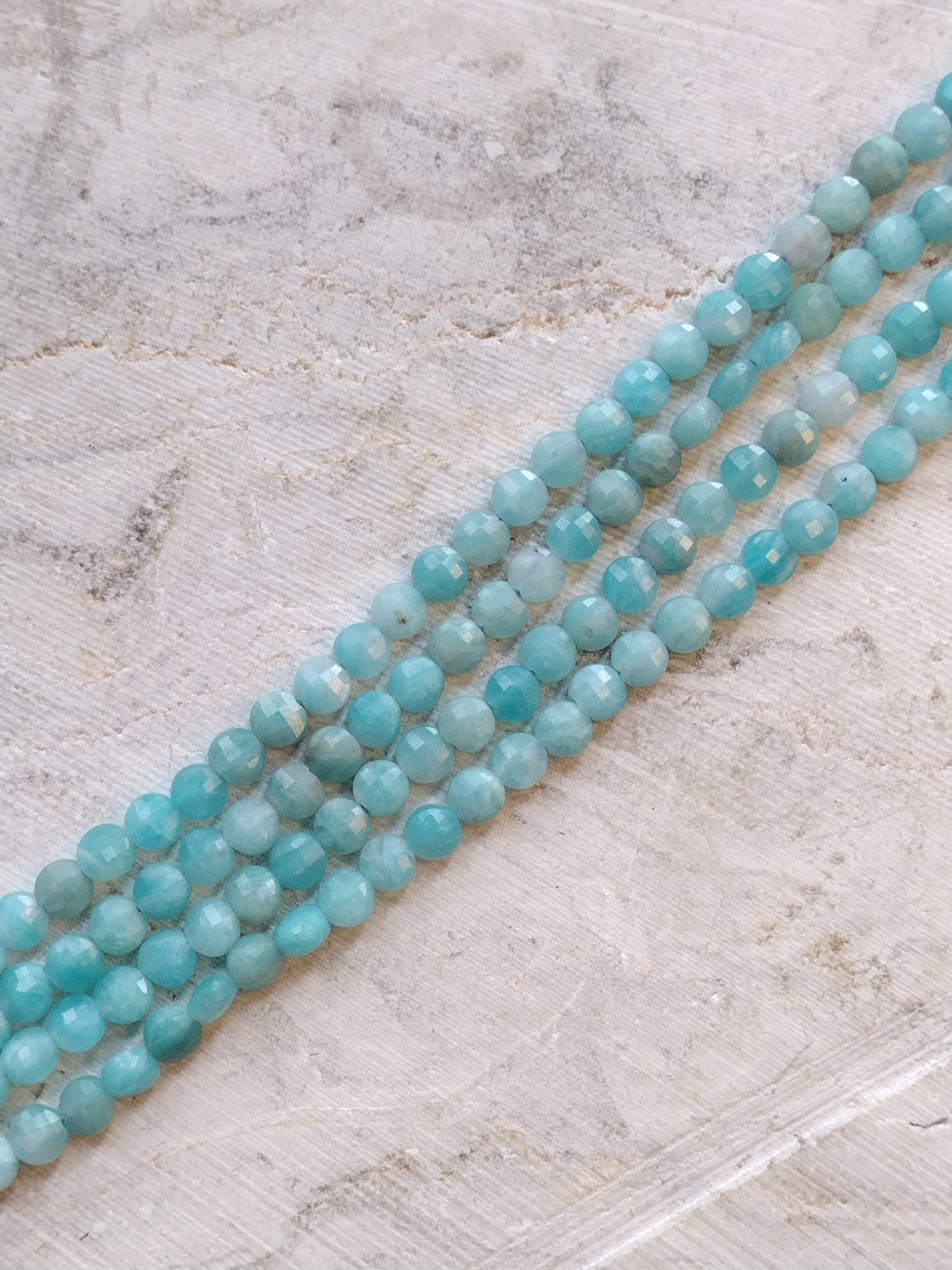 Faceted Amazonite Coin Beads
