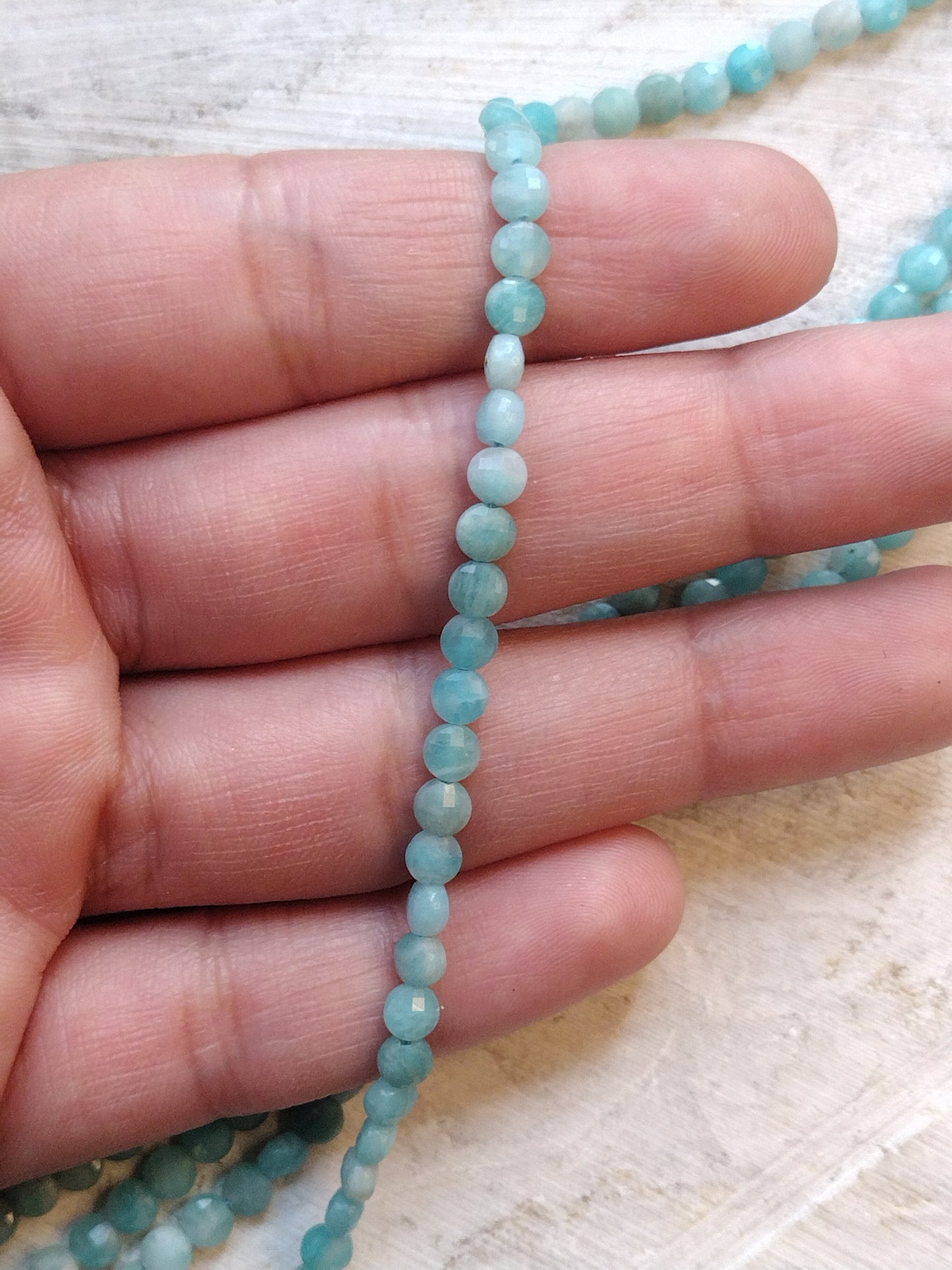 Faceted Amazonite Coin Beads