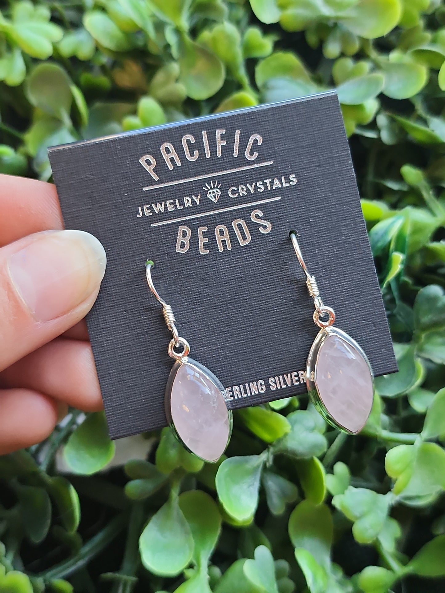 S.S. Rose Quartz Marquise Drop Earrings