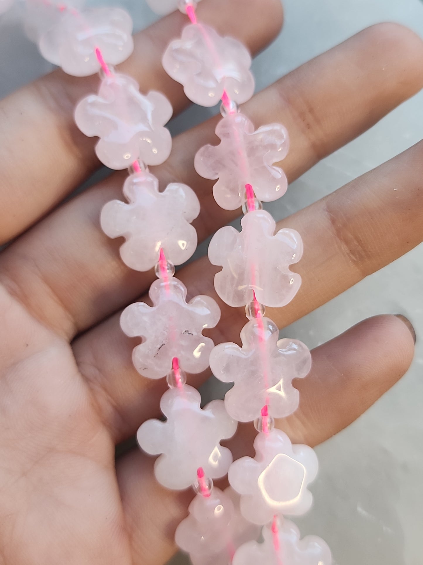 Rose Quartz Flower Beads
