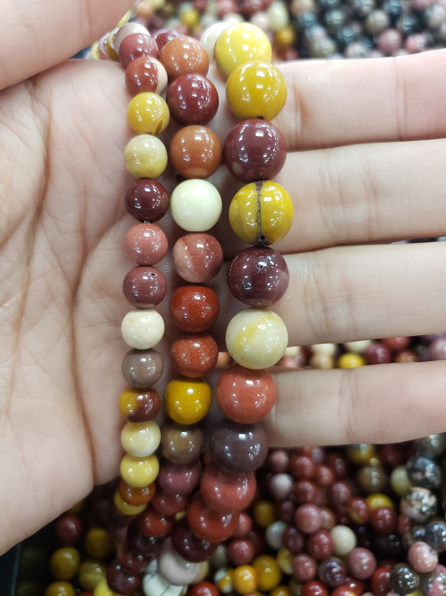 Crafting supplies such as mookite beads available at wholesale and retail prices, only at our crystal shop in San Diego!