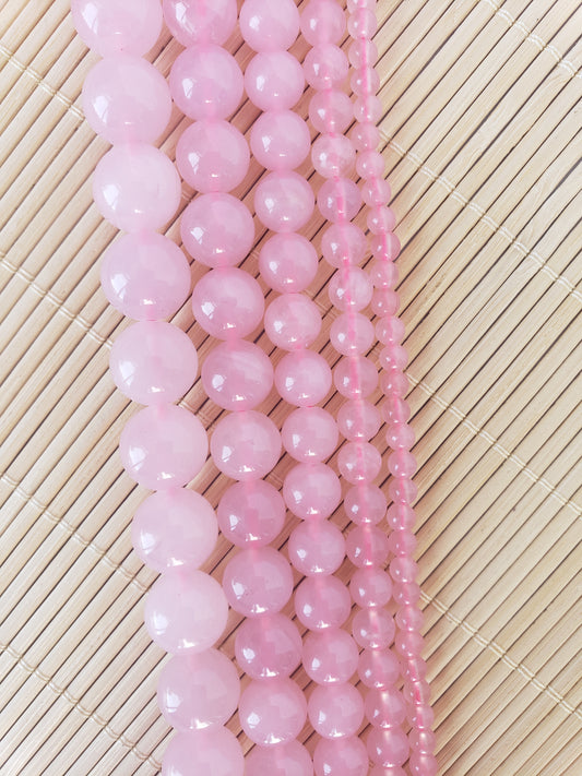Crafting supplies such as rose quartz beads available at wholesale and retail prices, only at our crystal shop in San Diego!