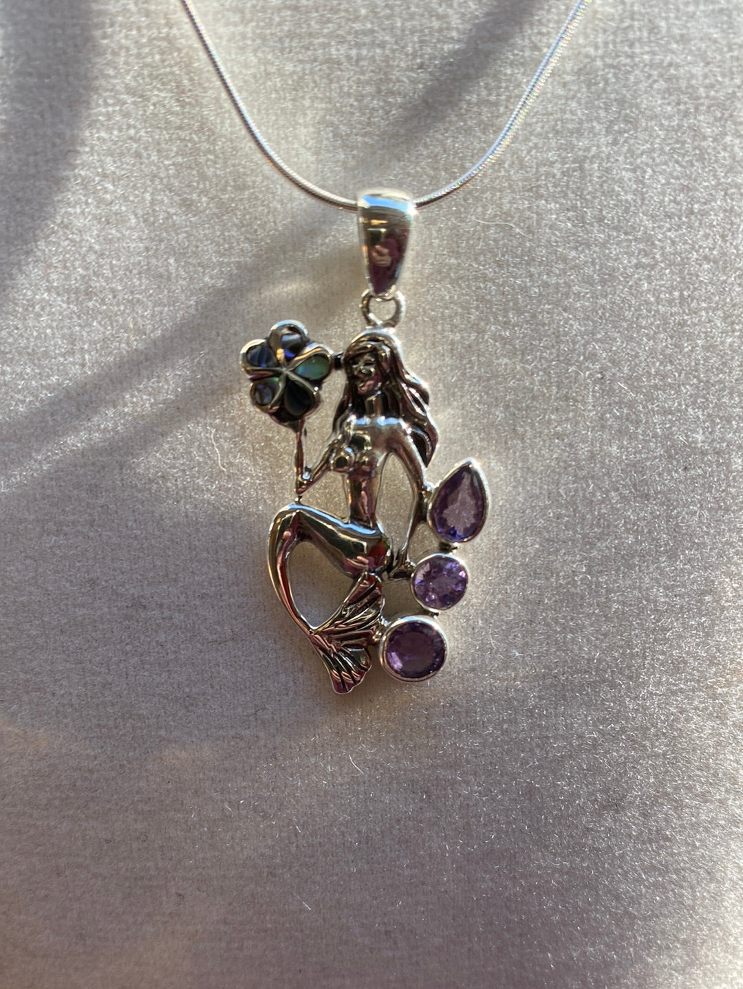 S.S. Amethyst and Abalone Mermaid Adjustable Necklaces