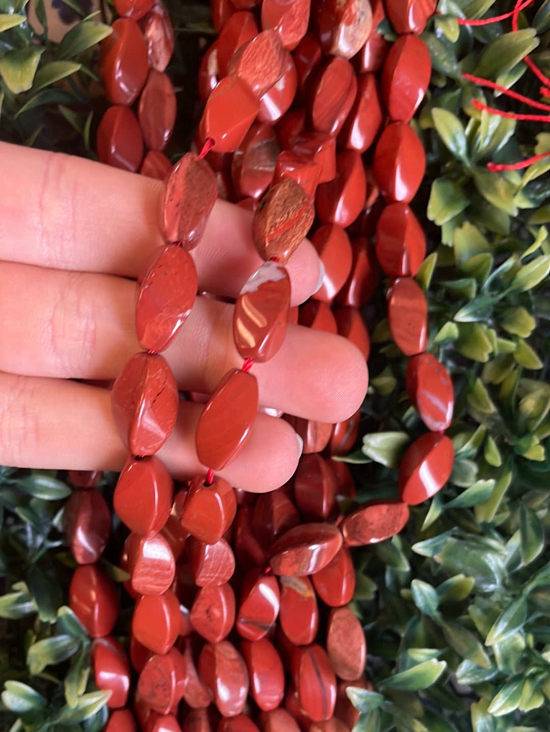 Red Jasper Twist Beads