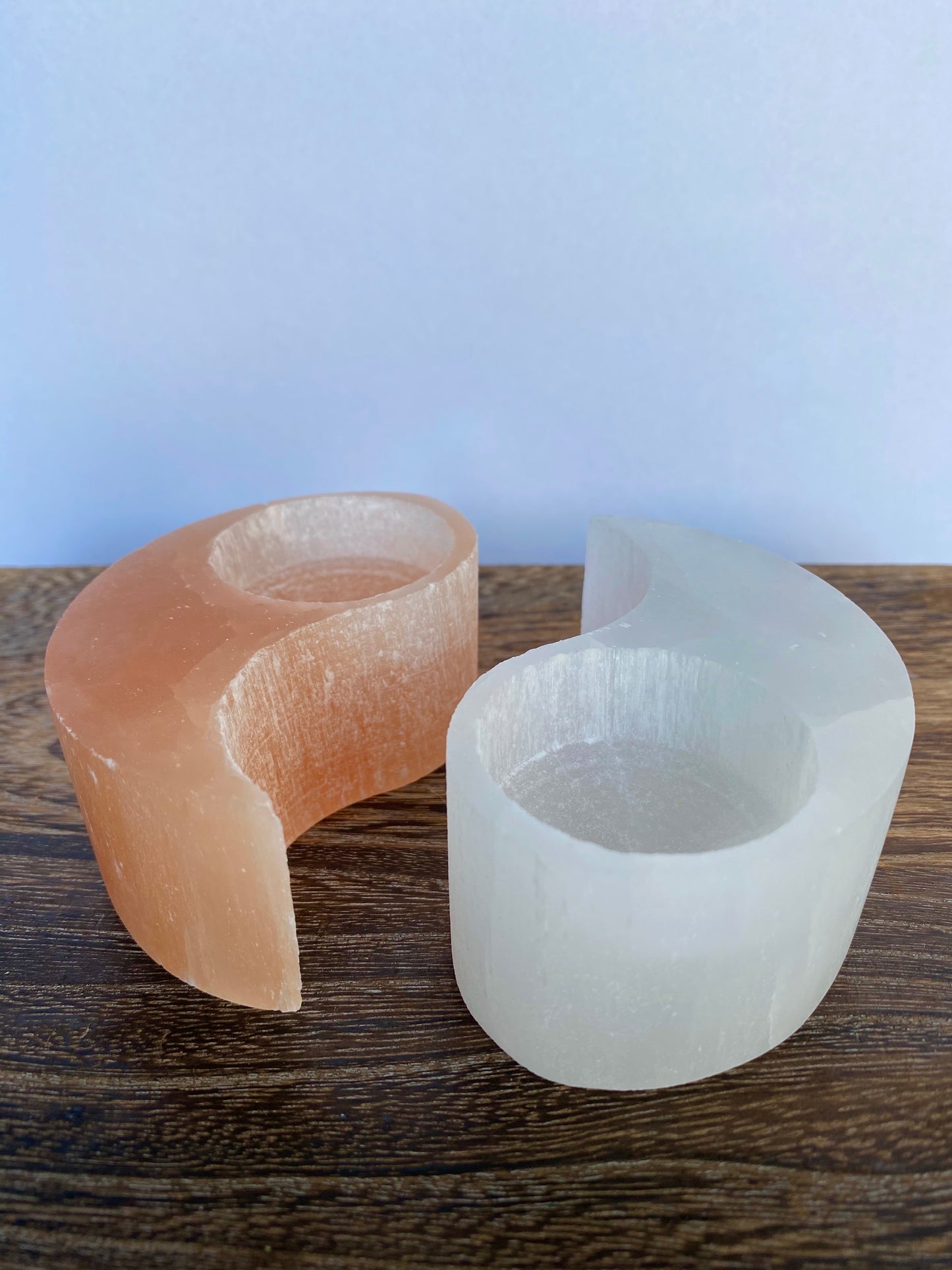 Yin Yang Selenite Candle Holders