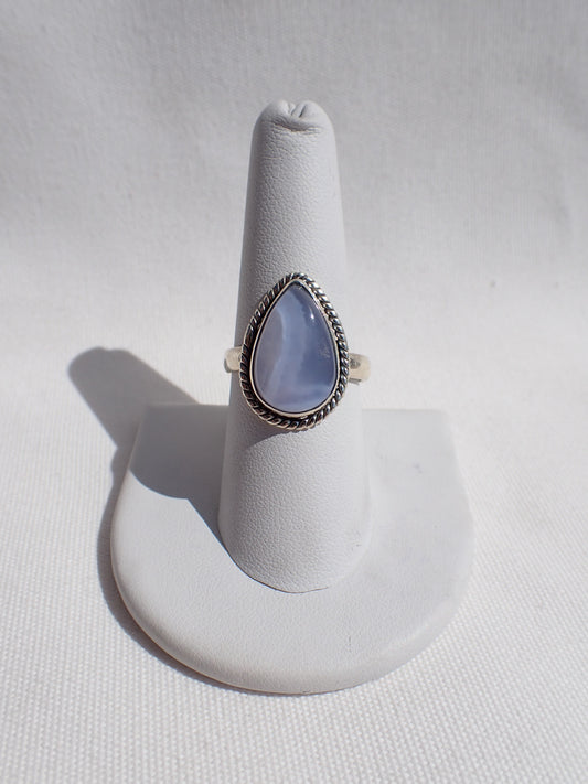 S.S. Blue Lace Agate Teardrop Rings