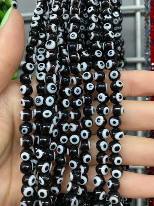 Round Black Evil Eye Beads