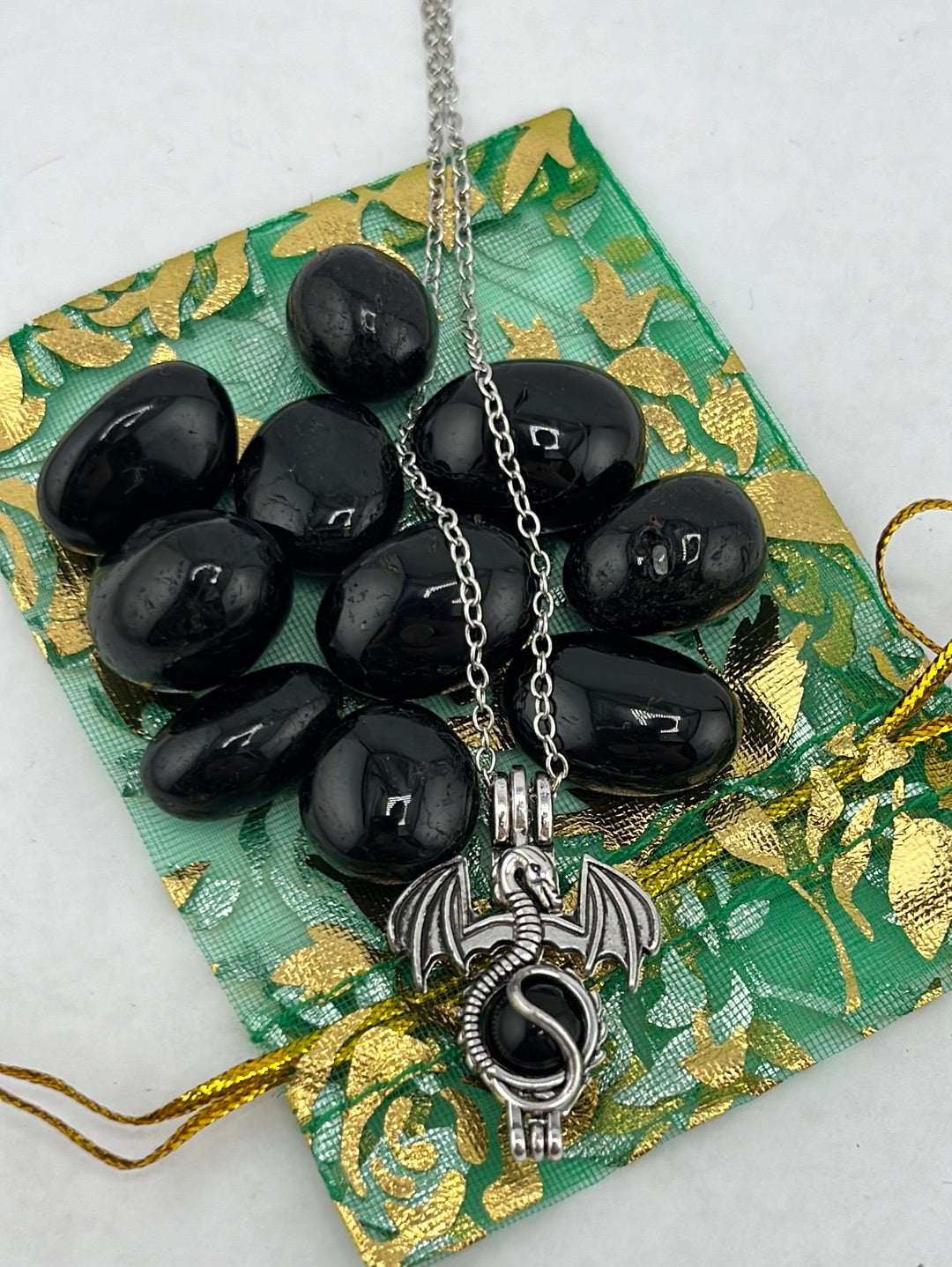 "How to Gift your Dragon" Black Onyx Dragon Necklace Gift Sets