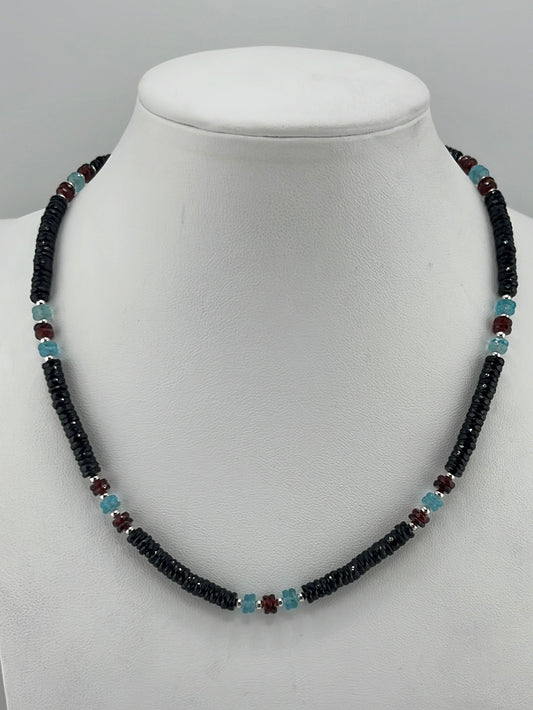 S.S. Black Spinel, Garnet, and Apatite Necklace