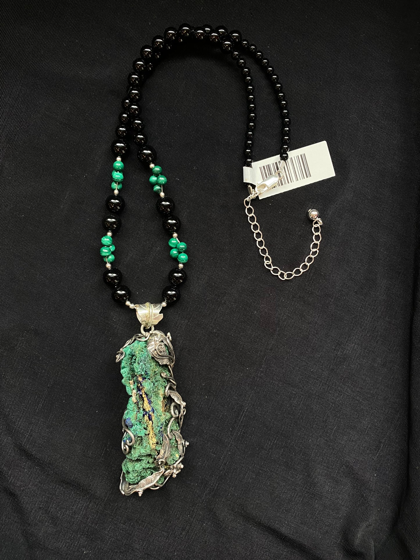 S.S. Shlomo Azurite Malachite and Jet Necklace