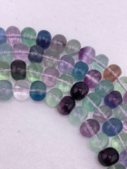 Wide Rainbow Fluorite Rondelle Beads