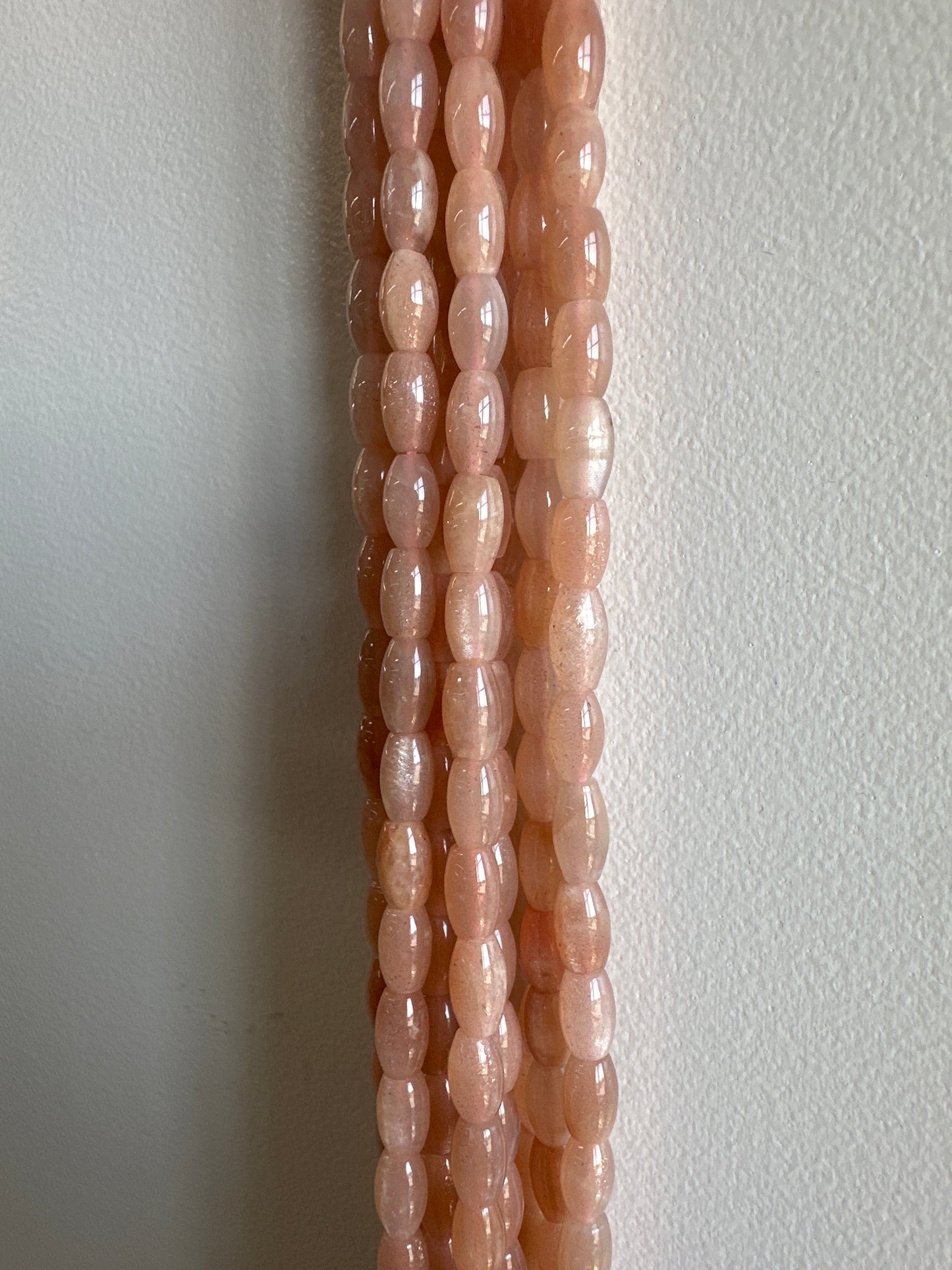 Peach Moonstone Barrel Beads