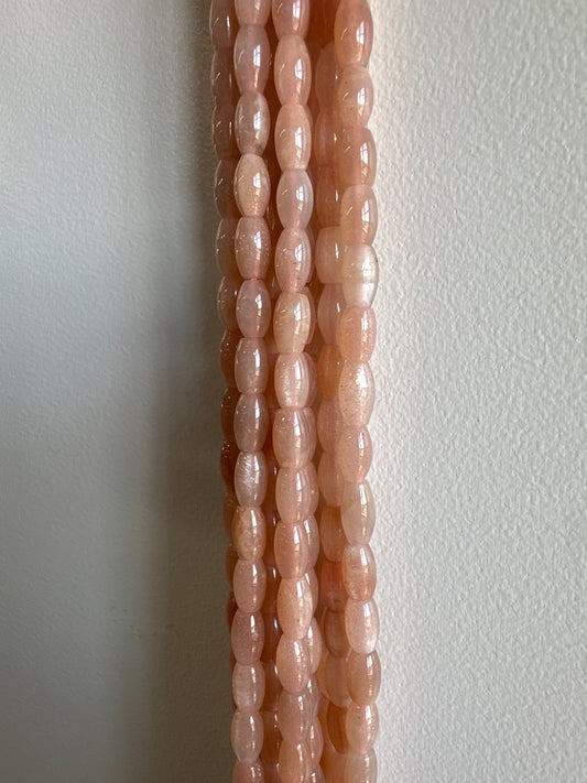 Peach Moonstone Barrel Beads