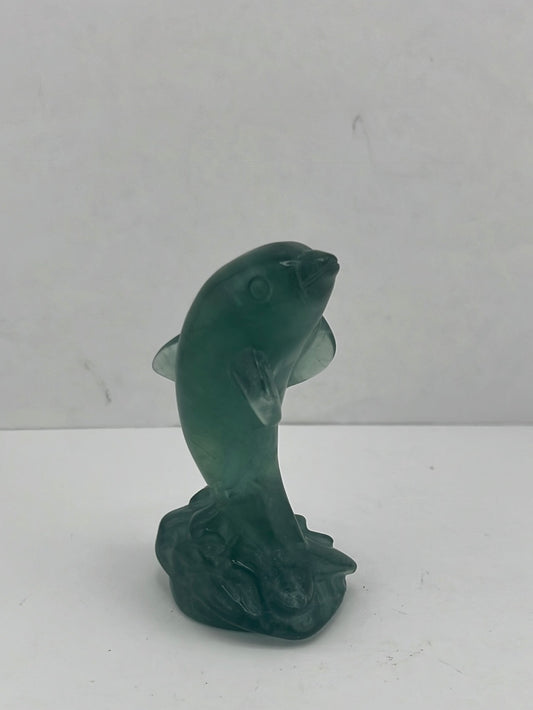 Green Fluorite Dolphin Figurines