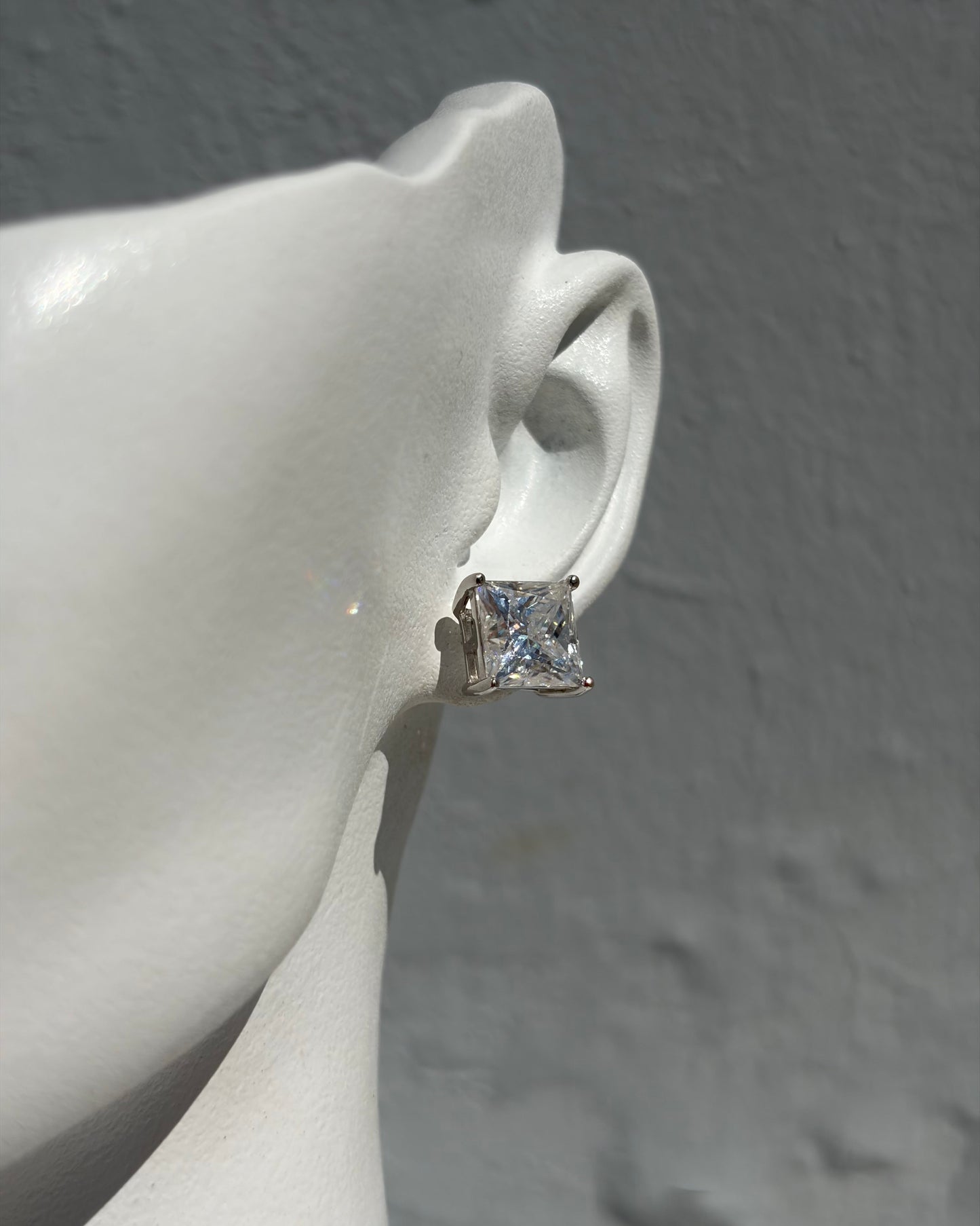 S.S. Moissanite Princess Stud Earrings