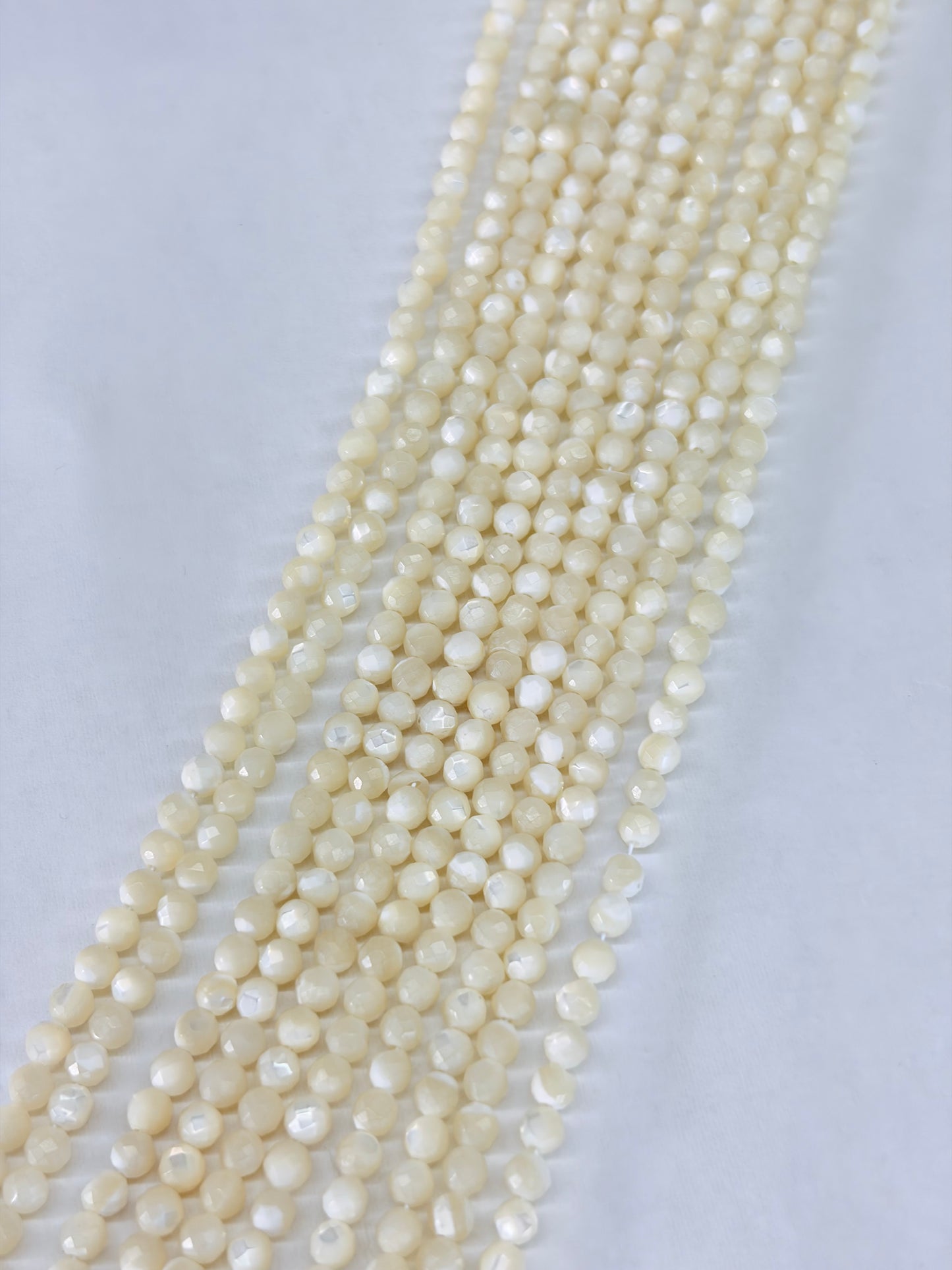 Prestrung Faceted Mother of Pearl Beads