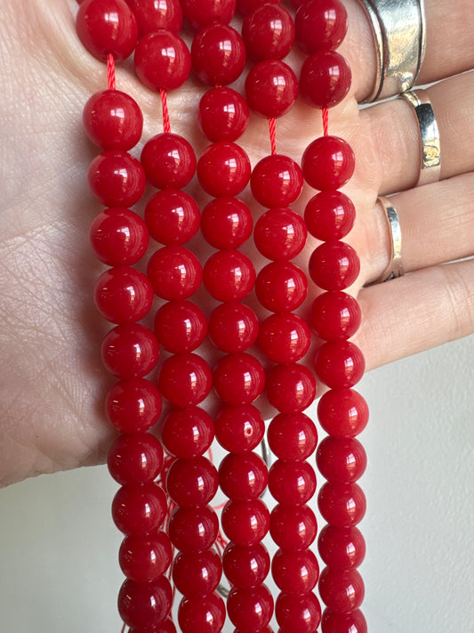 Red-Coral Jade Beads