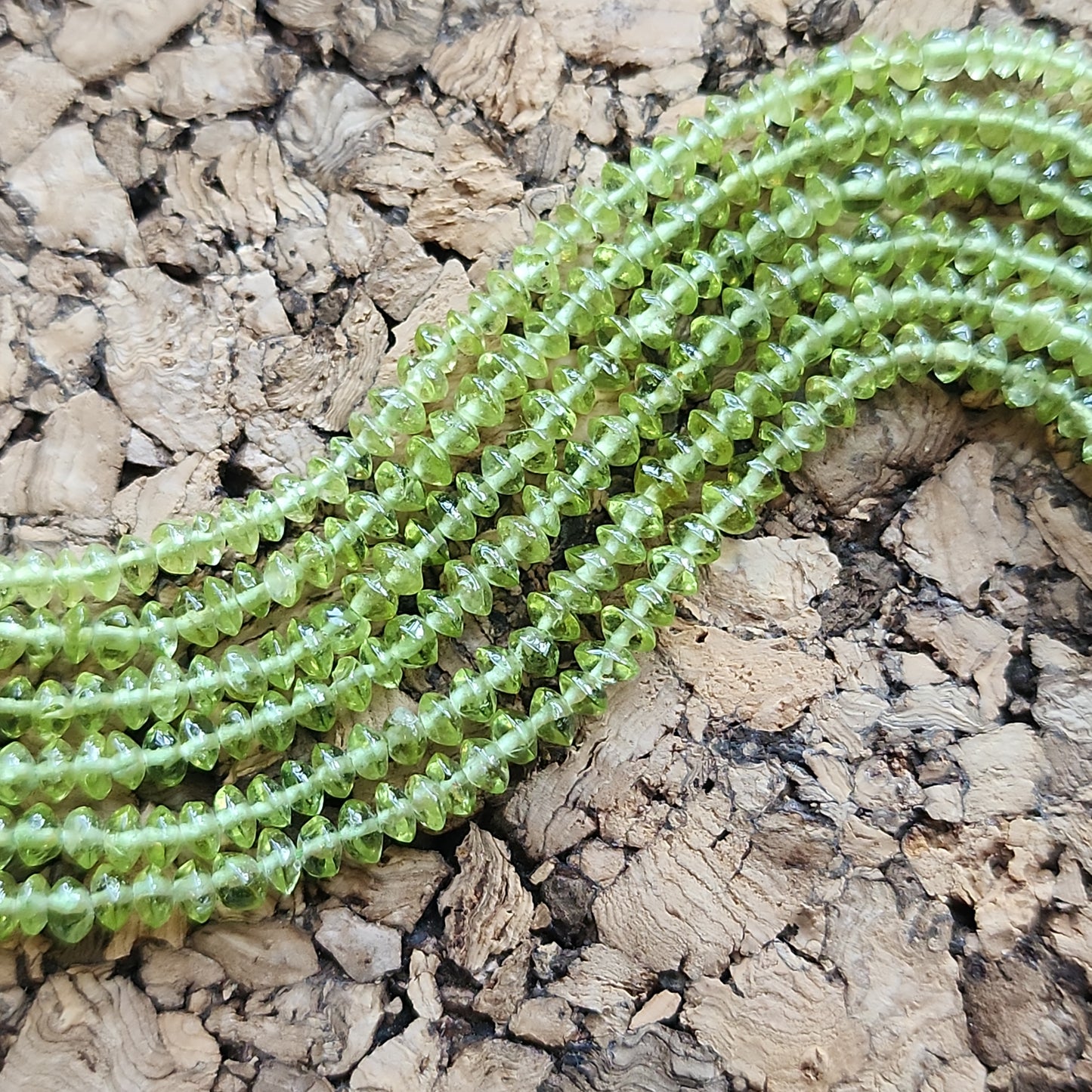 Peridot Rondell Nugget Bead Strands