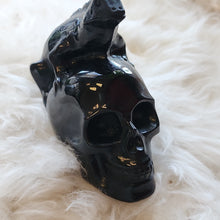 Load image into Gallery viewer, Obsidian Lizard Skull Figurines
