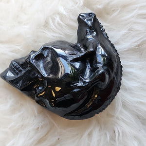 Obsidian Lizard Skull Figurines