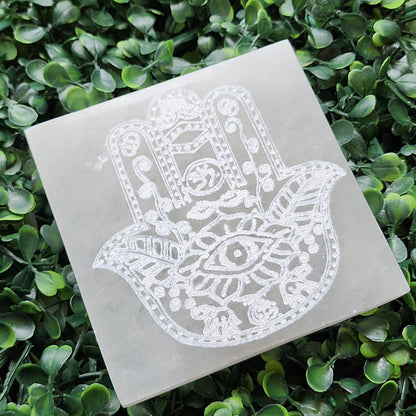 Selenite Hamsa Tiles