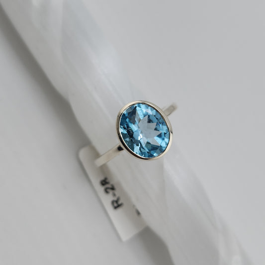 S.S. Faceted Blue Topaz Rings