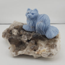 Load image into Gallery viewer, Angelite Cat on Smokey Quartz
