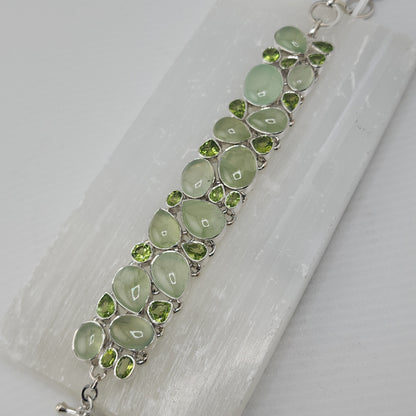S.S. AAA Grade Multi gems of Prehnite and Faceted Peridot Bracelets