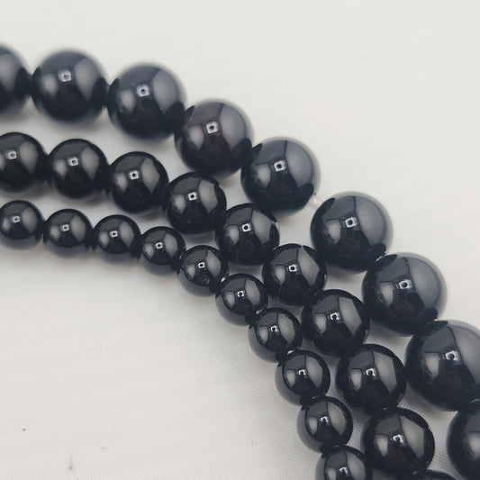 Wide Hole Black Onyx Beads