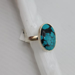 S.S. Adjustable Turqouise Ring