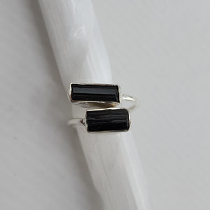 S.S. Black Tourmaline Adjustable Rings