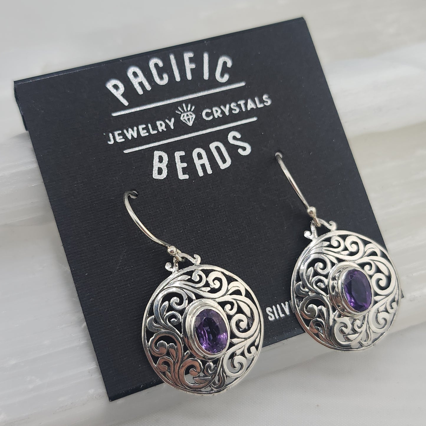 S.S. Faceted Amethyst Oval Drop Earrings