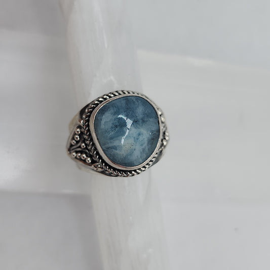 Sterling silver aquamarine ring designed by Shlomo available at wholesale and retail prices, only at our crystal shop in San Diego!