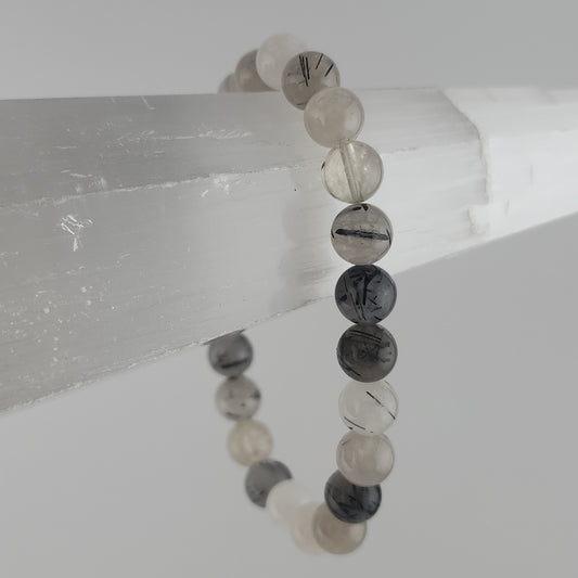 Black Rutilated Quartz Stretch Bracelets 8mm