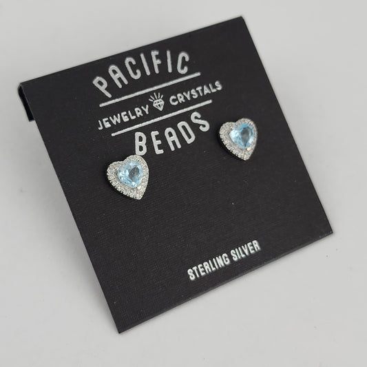 S.S. Blue Topaz Heart Stud Earrings