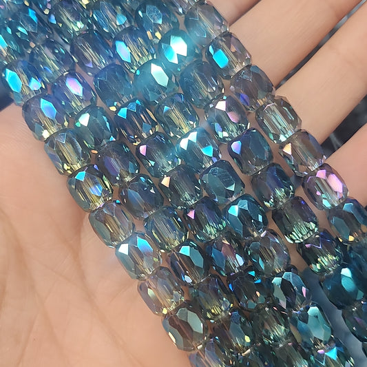 Peacock Faceted Barrel Beads