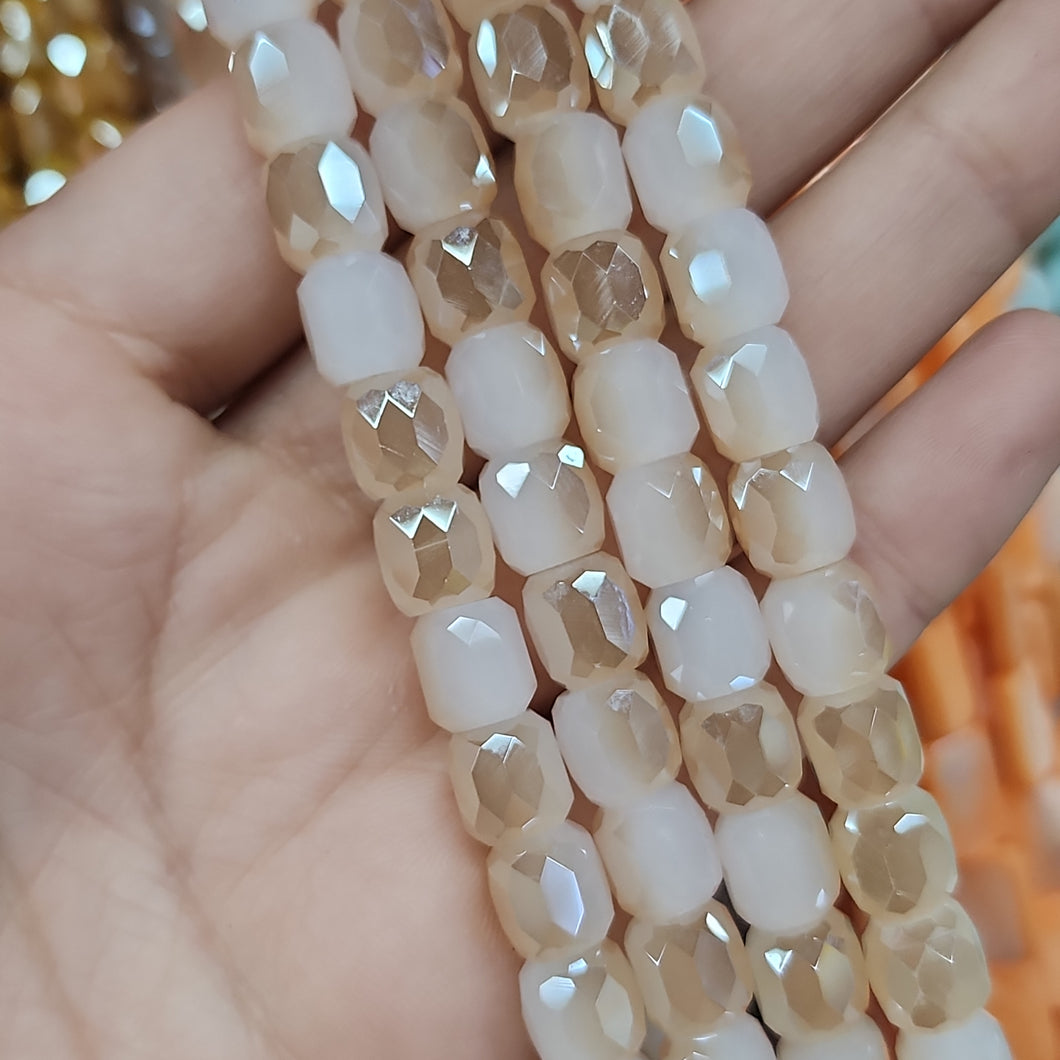 Frosted Faceted Barrel Beads