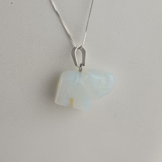 S.S. Opalite and Green Aventurine Elephant Necklace Sets