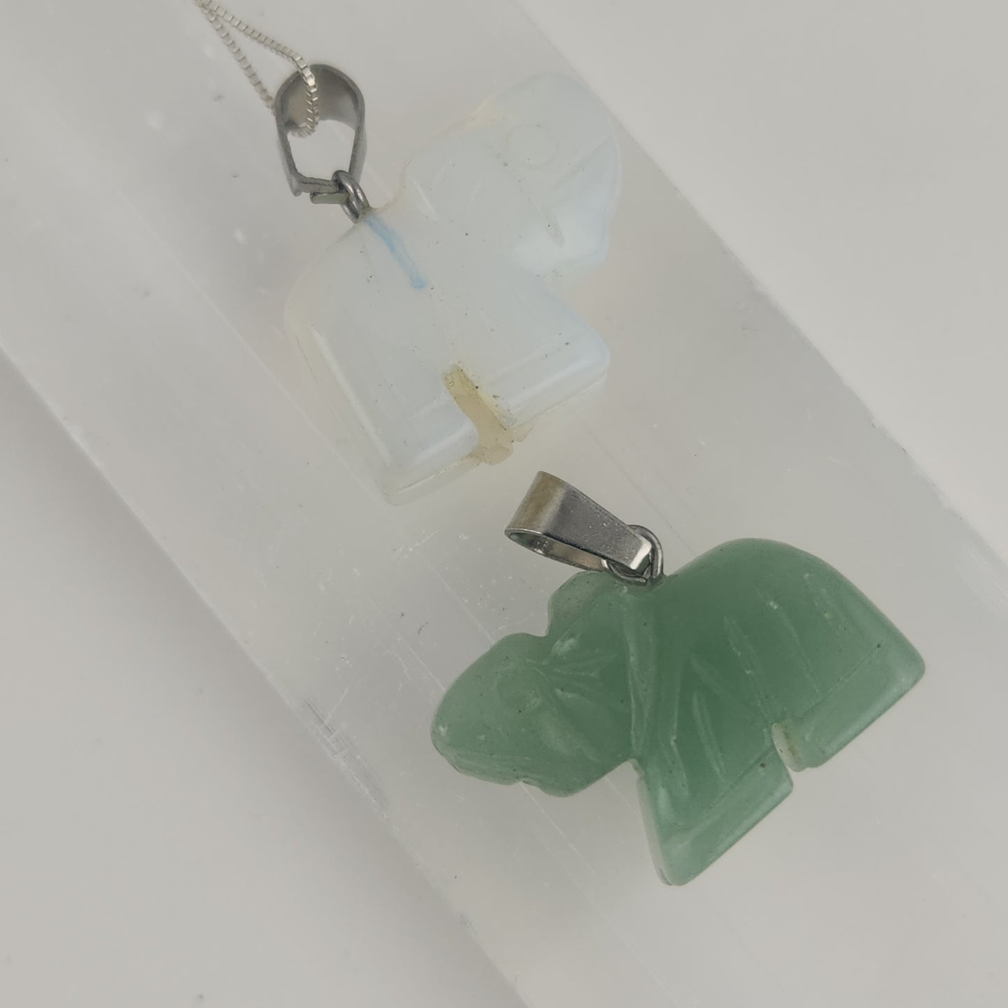 S.S. Opalite and Green Aventurine Elephant Necklace Sets