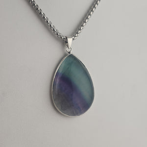 Rainbow Fluorite Teardrop Necklaces