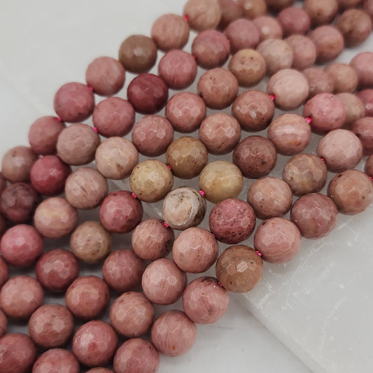 Faceted Pink Rhodonite Beads
