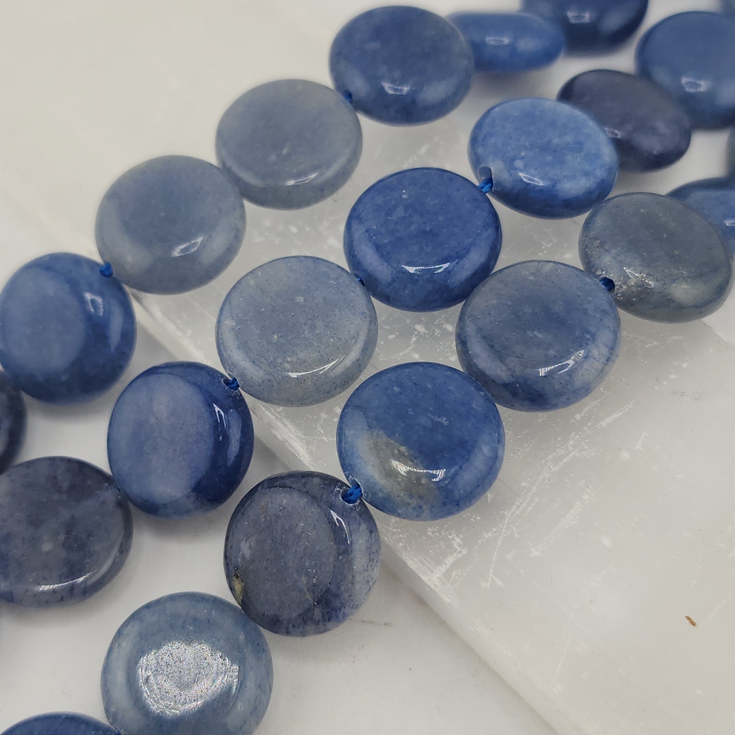 Blue Aventurine Coin Beads