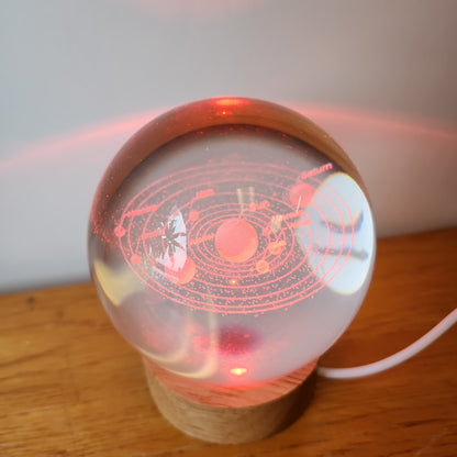 Solar System Glass Sphere with LED light