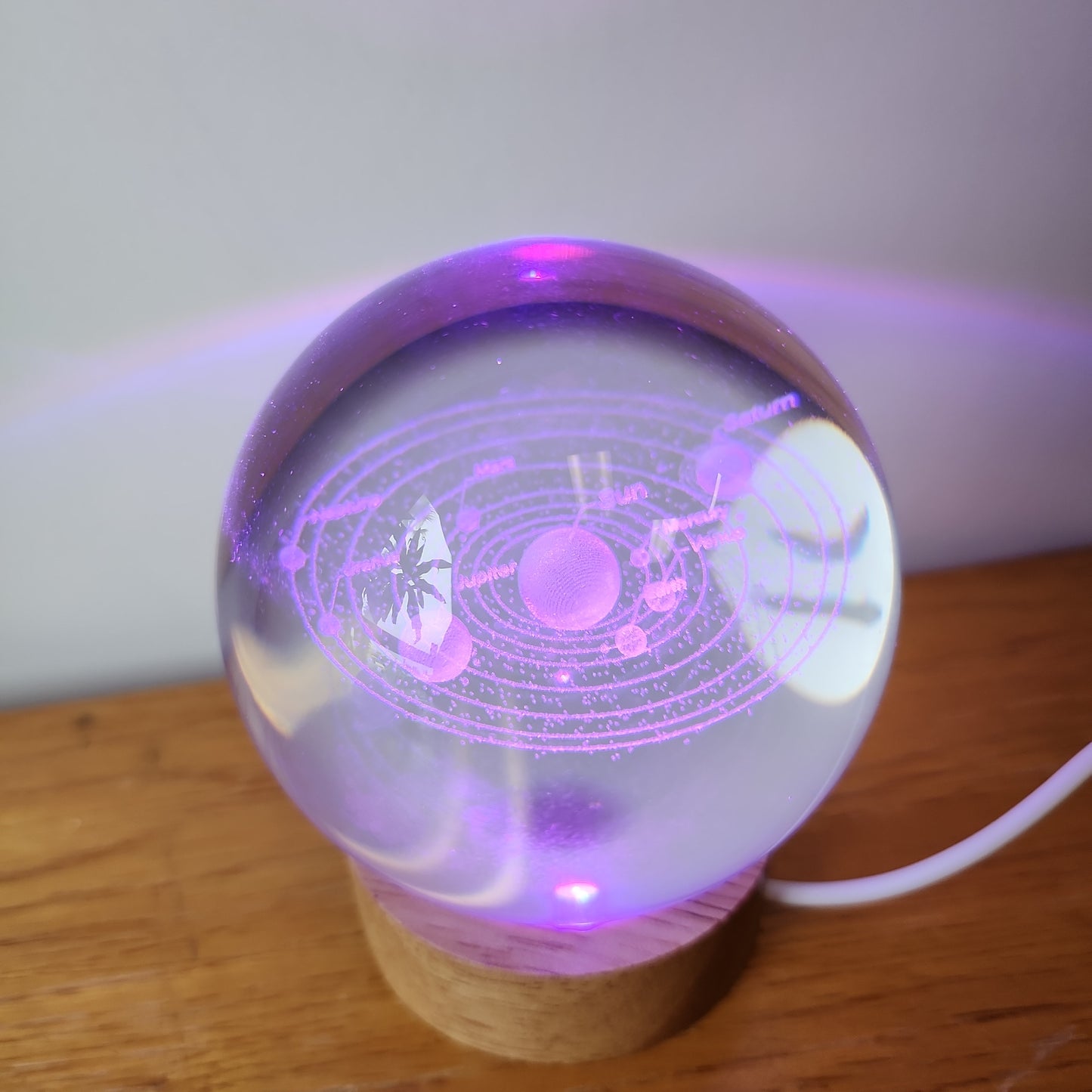 Solar System Glass Sphere with LED light