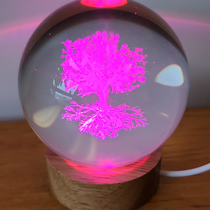 Tree of Life Glass Sphere with LED Light