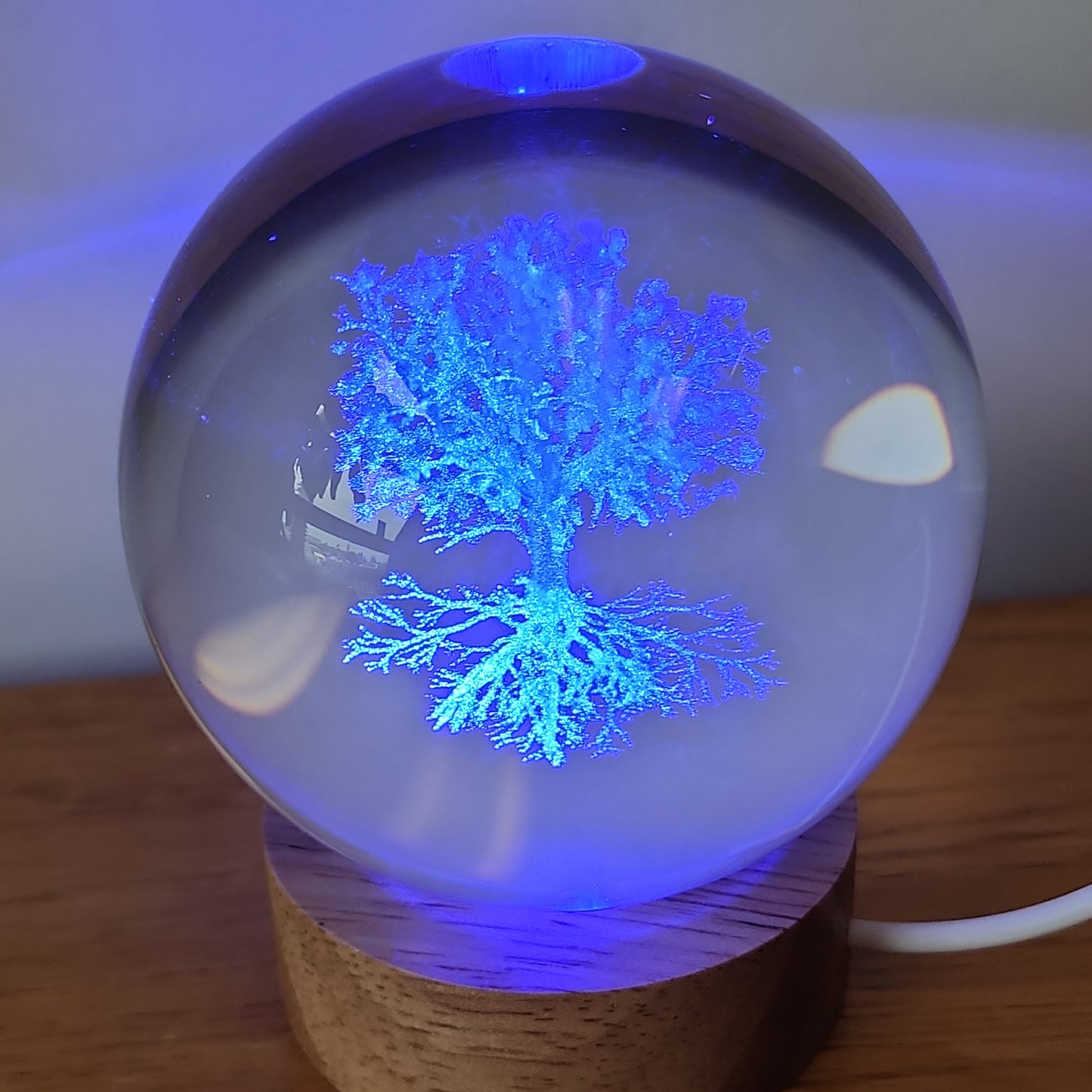 Tree of Life Glass Sphere with LED Light