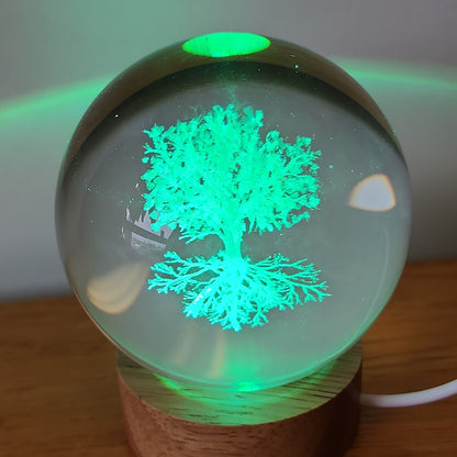 Tree of Life Glass Sphere with LED Light