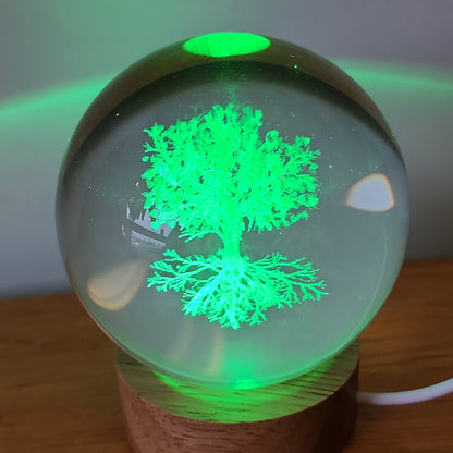 Tree of Life Glass Sphere with LED Light