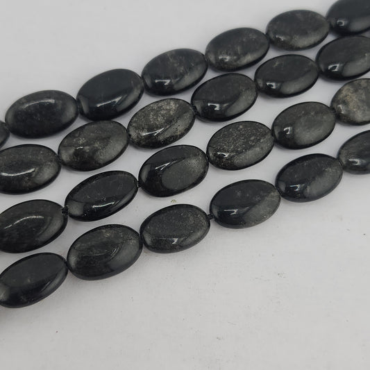 Silver Sheen Obsidian Oval Beads